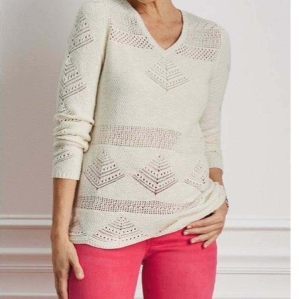 Soft Surroundings Cream Bay Of Biscay Crochet Sweater